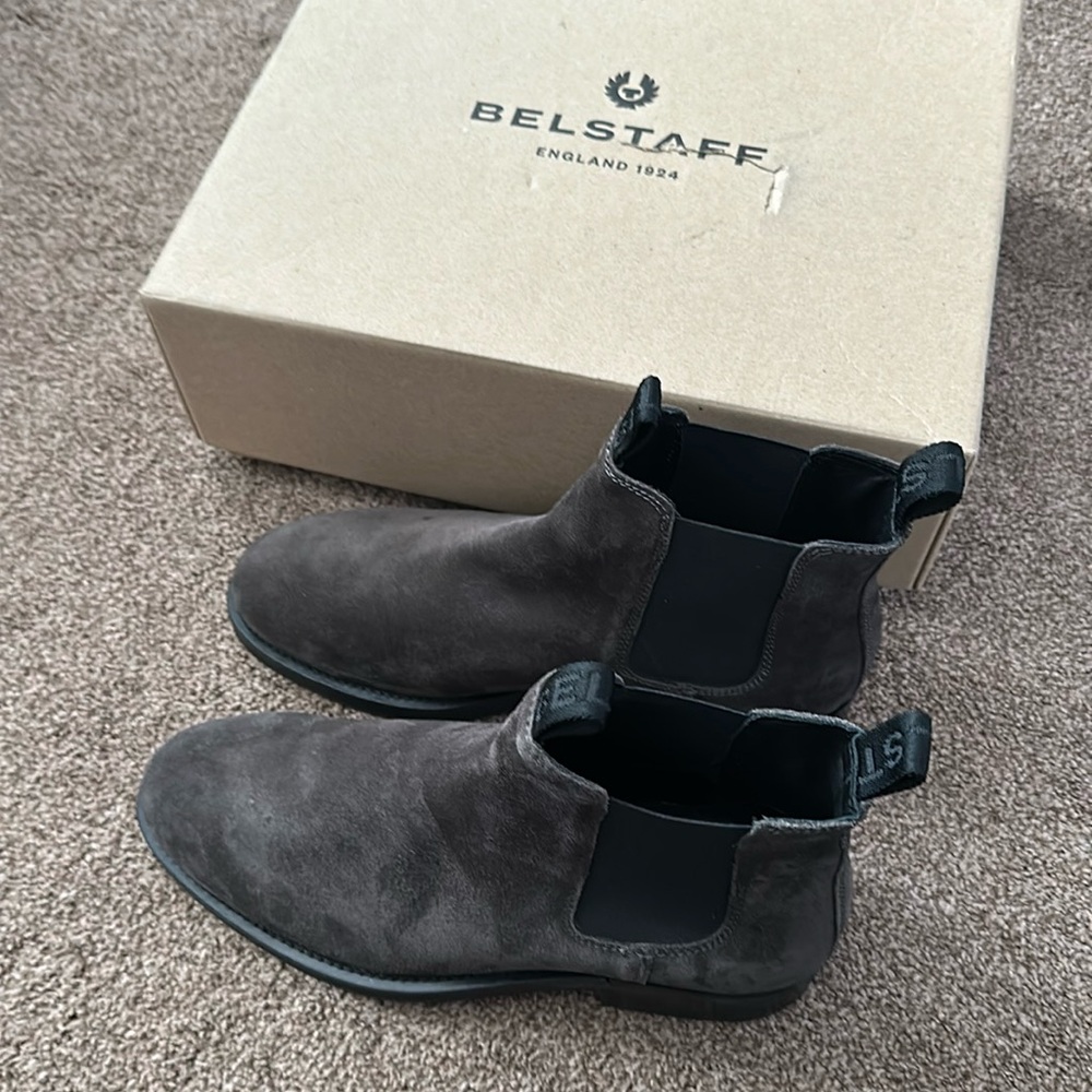 Belstaff Suede Longton Chelsea Boots in Grey UNWORN